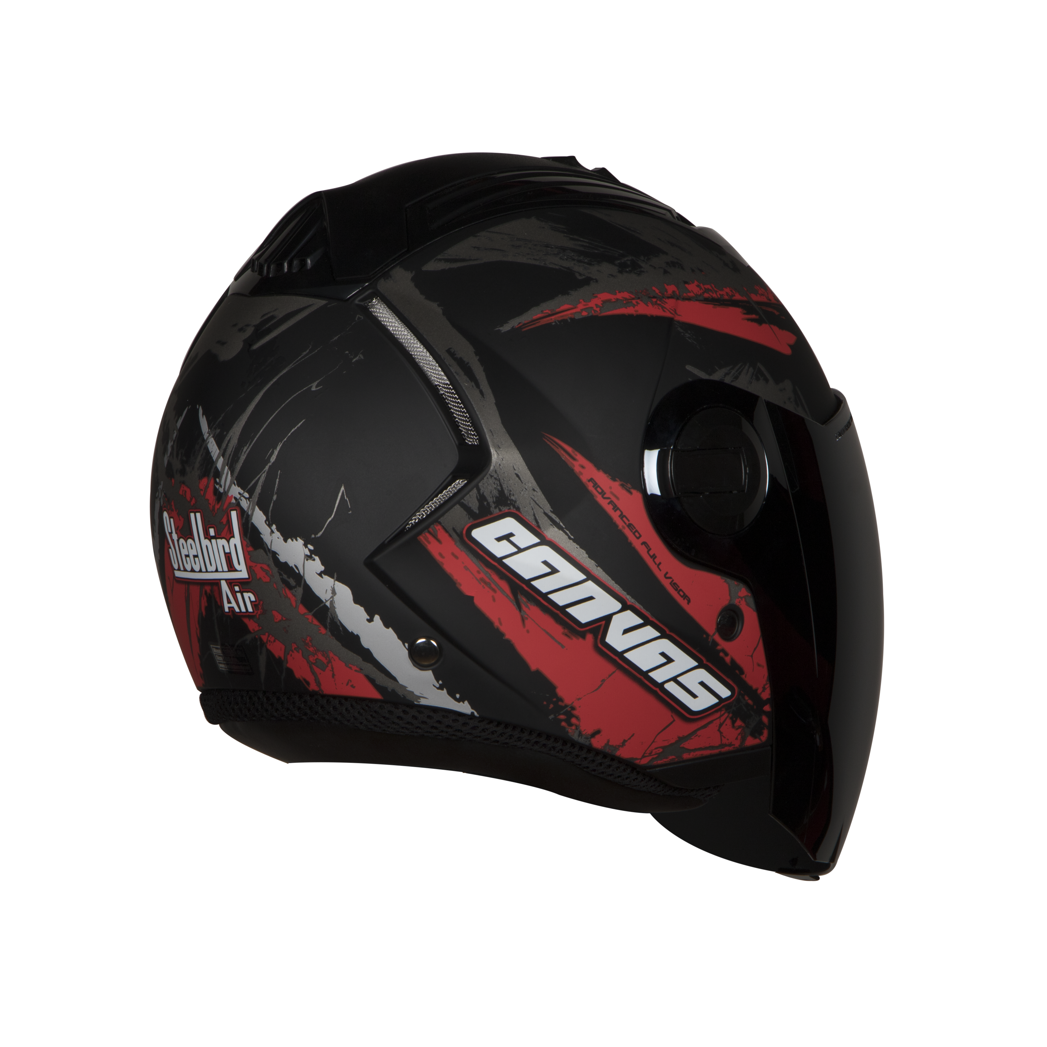 SBA-3 Canvas Mat Black With Red ( Fitted With Clear Visor  Extra Silver Chrome Visor Free)